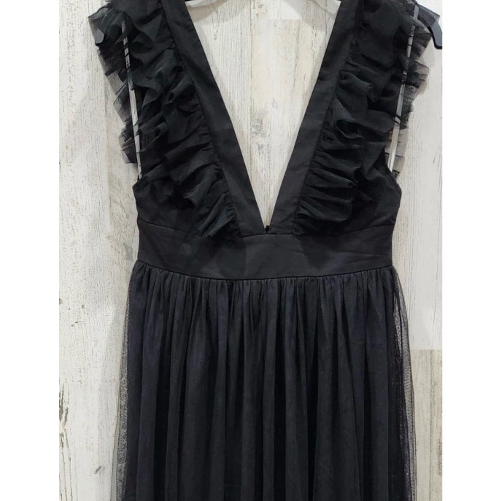 Lulu's Black Ruffle Maxi Dress Medium - Picture 3 of 5